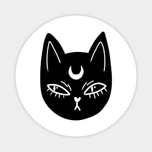 Sarcastic harajuku cat Moon Tattoo Magnet